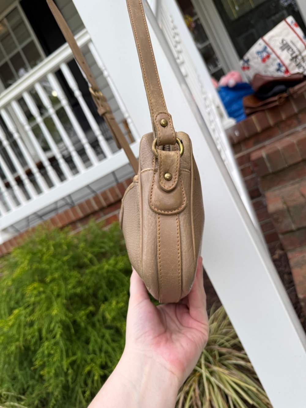 Vintage Coach Sheridan Made in USA Beige Tan Leather Handbag - Picture 4 of 12